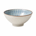 Bol en céramique 18 cm bleu/blanc strié pour repas style artisanal