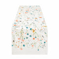 Chemin de table 180 x 40 cm en tissu blanc à motif floral style botanique