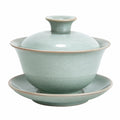 Gaiwan en céramique 10 cm vert céladon avec couvercle et soucoupe - service à thé traditionnel