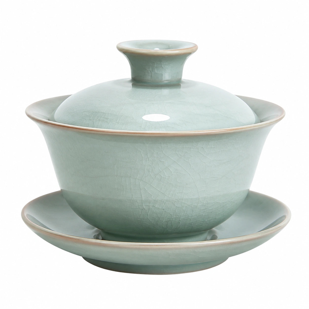 Gaiwan en céramique 10 cm vert céladon avec couvercle et soucoupe - service à thé traditionnel