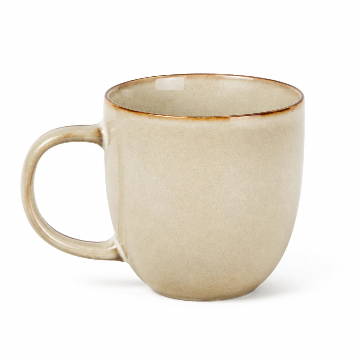 Mug en grès 350 ml beige - tasse à anse style artisanal