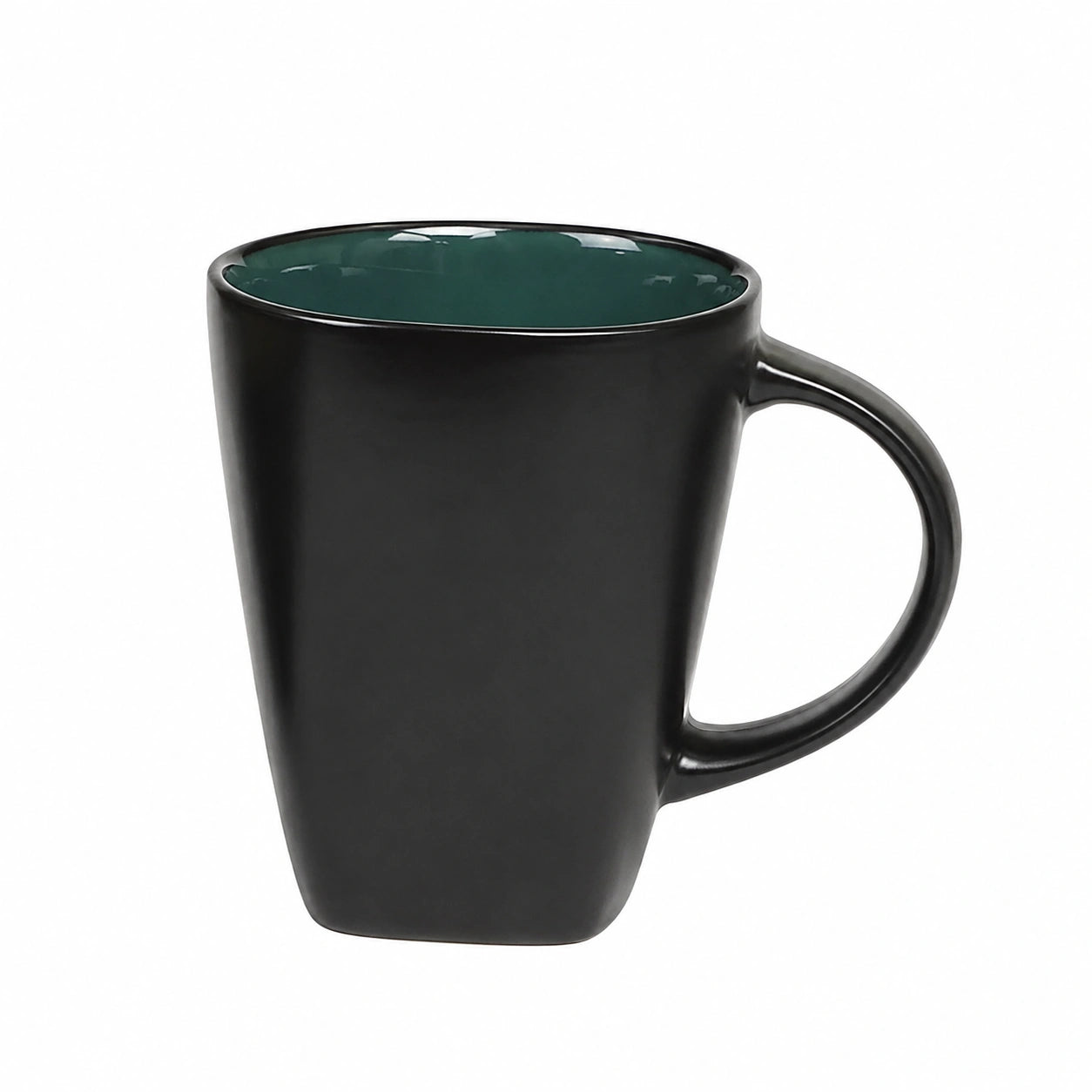 Mug 350 ml 11 cm en céramique noir et vert foncé style épuré