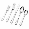 Ménagère 5 pièces 15.5 à 23 cm en acier inoxydable argenté style torsadé