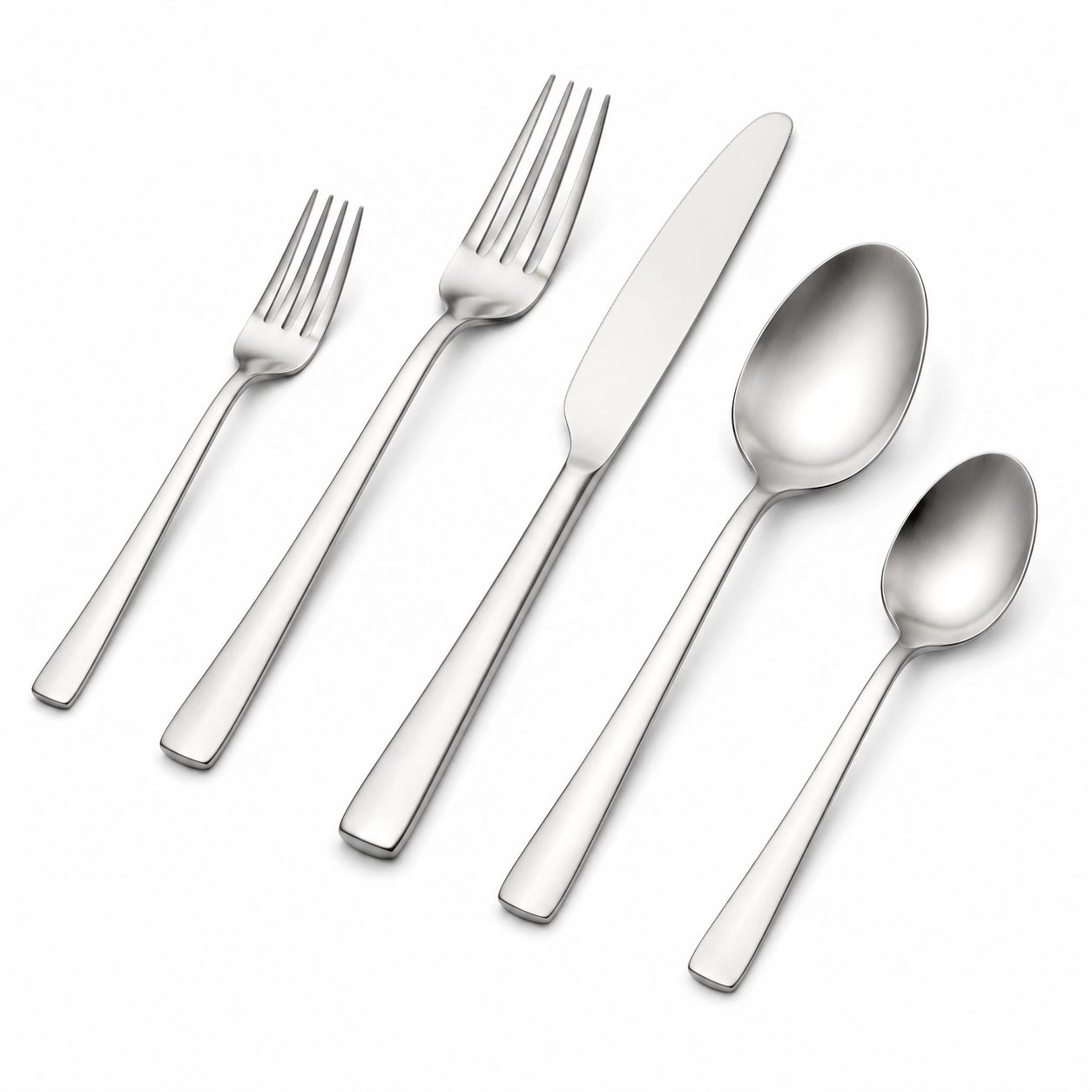 Ménagère 5 pièces 20.5 cm en acier inoxydable argenté finition satinée pour table