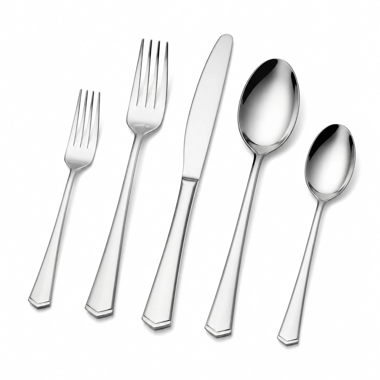 Ménagère 5 pièces en acier inoxydable argenté style classique pour table