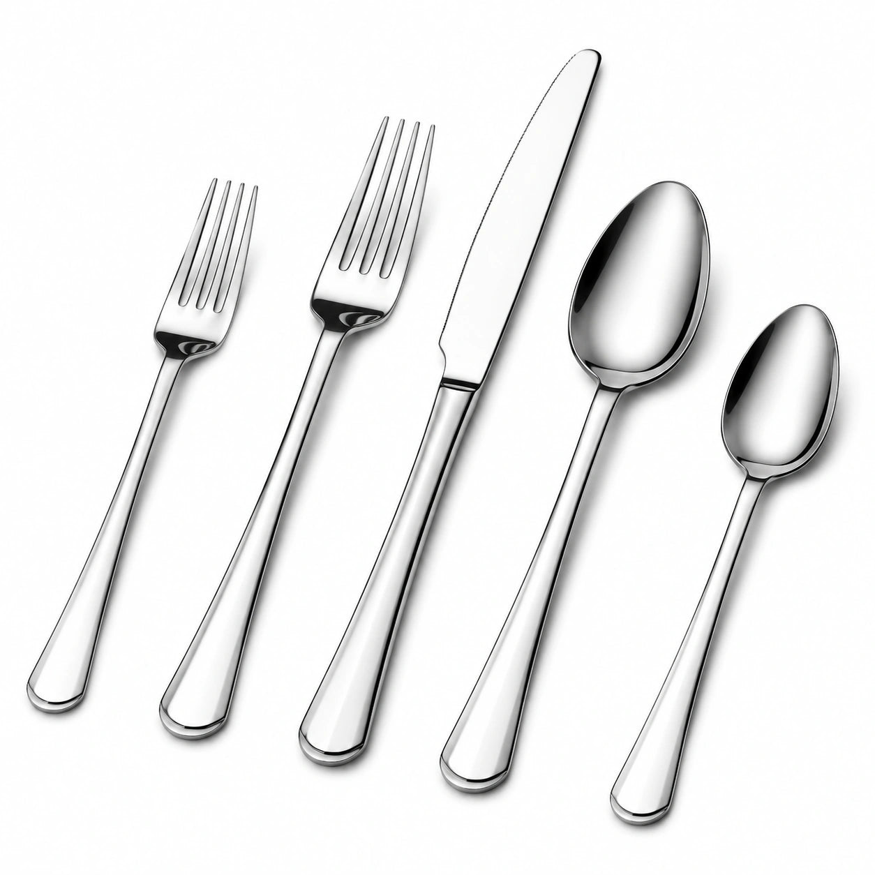 Service de couverts 5 pièces en acier inoxydable argenté finition polie pour table