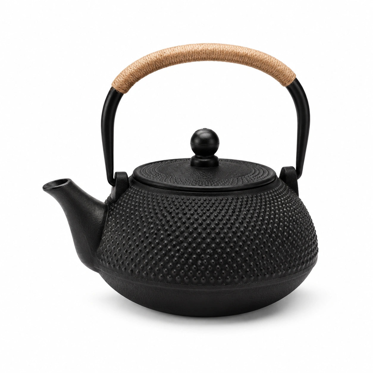Théière en fonte 1.20 L noire - poignée en corde style texturé