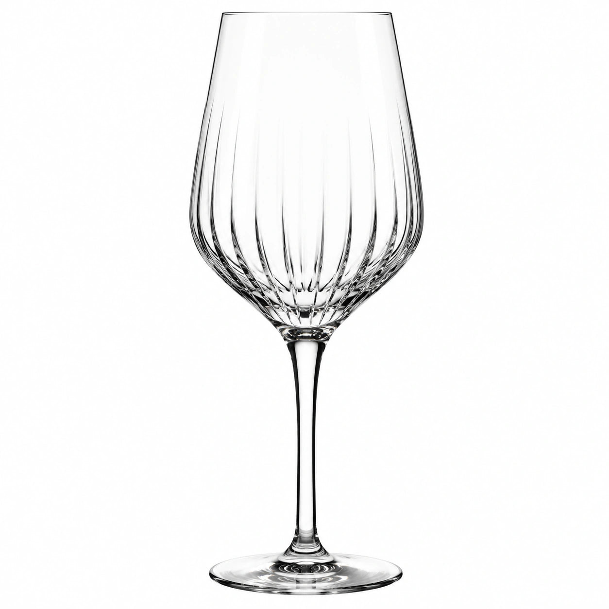 Verre à vin 550 ml en verre transparent à pied strié